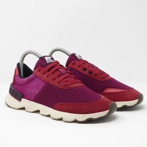 Sorel Women Size 7 Kinetic Lite Lace Sneakers Maroon Purple Suede Lace Up Casual